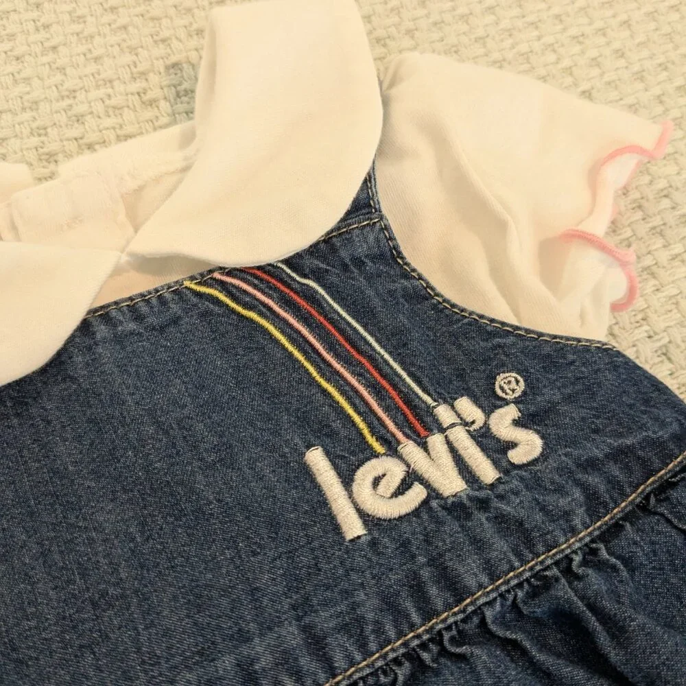 ⭐ Girl's Levis chambray 2-piece dress outfit 12 months